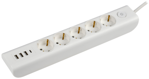 Удлинитель MODERN У05В с/з 2м 3х1мм2 16А/250В USBх4 белый IEK 23012