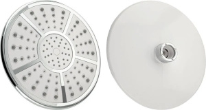 Лейка большая,тропический душ,круглая,белая с хромом, 200мм 68587
