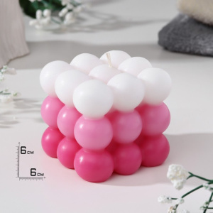 Свеча фигурная ароматическая "Бабл куб", 6 см, бело-красная, ягоды ОБ69152