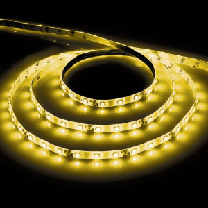 Лента светодиодная LS603 4.8W/m 60SMD 5m12V желтый, белое основание, 5м 27670