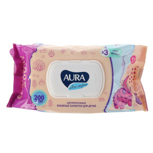 Влажные салфетки с крышкой детские 200шт Аура Ультра Комфорт Х830383