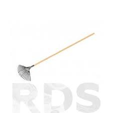 Грабли веерные 20 зубьев, с черенком, оксидированные, плоский зуб (61778 Тц) 667107