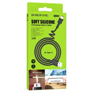Кабель "Borofone" Silicone Type-C, 5A, 1м (черный) BX-31