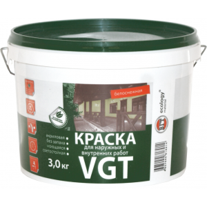 Краска "VGT" для нар/внутр. работ "Белоснежка" моющаяся 3кг 44903