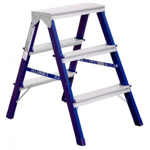 Стремянка стальная с алюминиевыми ступенями ALUMET 2-х сторонняя 3 ступени 8203 30114