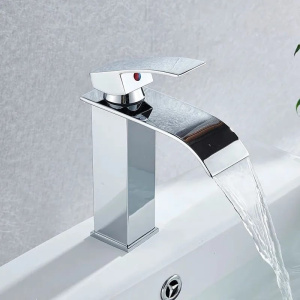 Смеситель для раковины с каскадным изливом, хром, водопад 22676