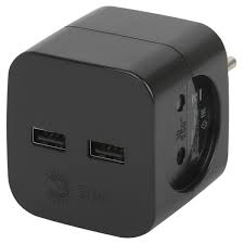 Разветвитель электрический ЭРА SP-2-USB-B на 2 розетки 220V + 2xUSB 2400mA, б/з 10А (черный) 009493