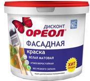 Водоэмульсионная краска дисконт "ОРЕОЛ"  фасадная 13кг 50379