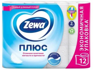 Бумага туалетная "Zewa Plus" 2-x двух слойная 12 рул  986604