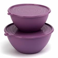 Набор мисок - салатниц, 2 шт, (2 л, 3,2 л), с крышкой, пластик, фиолетовый, РИЧЧИ 050440