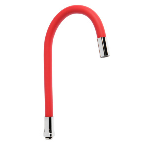 Излив для смесителя ZEIN, 3/4", гибкий, силикон, нерж. сталь, 50 см, сетка пластик, красный 7373304