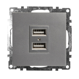 Розетка 2-гн, USB КАТРИН Серебро GLS10-7115-03 39588