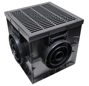 Дождеприемник 250х250мм. пластиковый с решеткой щелевой пластиковой 915134