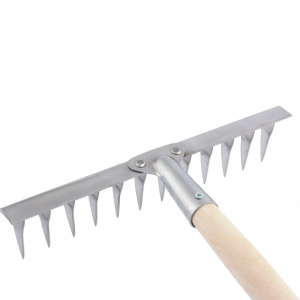 Грабли нержавеющая сталь 340*1300мм, 14 витых зубьев, деревяный черенок (61760) 806940