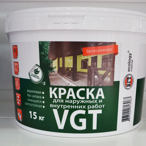 Краска "VGT" для нар/внутр. работ "Белоснежка" моющаяся 15кг 44927