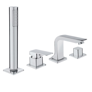 Смеситель RAIN на борт ванны, на 4 отверстия, встраиваемый (врезной), с душ.набором, хром 561-334