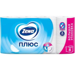 Бумага туалетная "Zewa Plus" 2-x двух слойная 8рул Х1041332