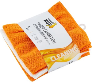 Салфетки из микрофибры MFS-01/5, набор 5шт 30х30см, РЫЖИЙ КОТ 310238