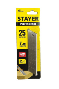 Лезвия STAYER 25 мм, 5 шт, сегментированные лезвия, Professional  ОБ971464
