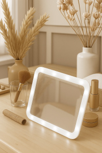 Зеркало Luazon KZ-01, подсветка, настольное, 14 диодов, 4хАА (не в комплекте), белое 1041080