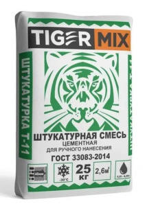 Штукатурка цементная ТайгерМикс Т-11 25кг для ручн. нанесения 976858