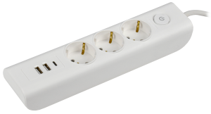 Удлинитель MODERN У03В с/з 2м 3х1мм2 16А/250В USBх3 белый IEK 23005