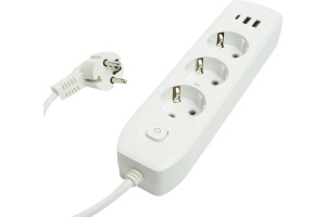 Удлинитель 3-гн*1,8м с з/к, 2USB+1Type-C HM08-33-02 49970