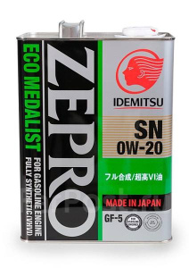 Моторное масло Idemitsu ZEPRO ECO MEDALIST 0W20 1L (синт./бензин) 3583-001