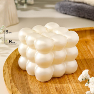 Свеча фигурная лакированная "Бабл куб", 6 см, жемчужная ОБ69176