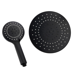 Набор леек для душа, тропическая 1 реж. d=22 cм, ручная 5 реж. d=12 cм, черный 582-063