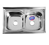 Мойка кухонная MIXLINE 530528, накладная, двойная, 0.6 мм, 80х50х18 см, 3 1/2", с сифоном 5381576 - купить во Владивостоке, фото товара
